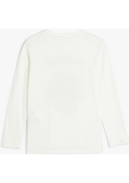 Tişört Uzun Kollu Bisiklet Yaka Baskı Detaylı Pamuklu fiyatları