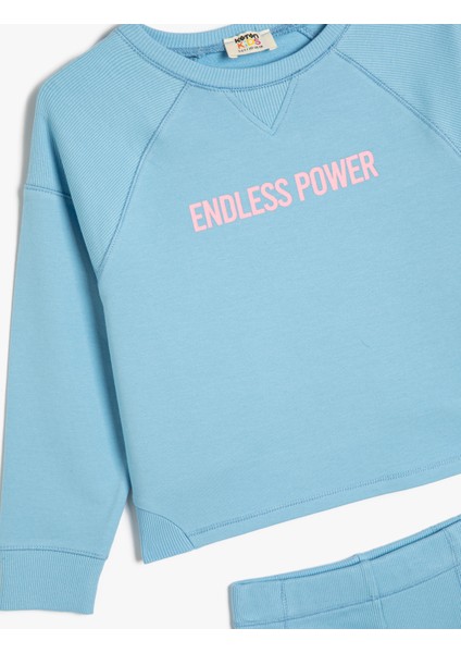 2'li Takım Tayt Sweatshirt Slogan Baskılı modelleri