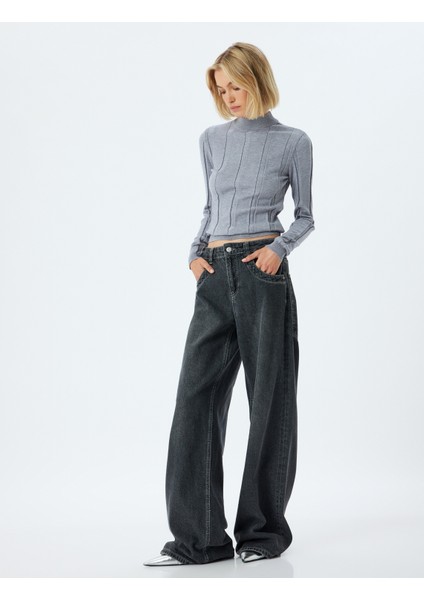 Triko Kazak Dik Yaka Dokulu Uzun Kollu