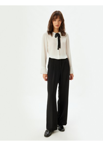 Fırfırlı Bebe Yaka Gömlek Bağlama Detaylı Uzun Çan Kollu fiyatları