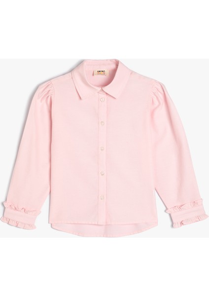 Okul Gömleği Klasik Yaka Düğme Kapamalı Fırfır Detaylı