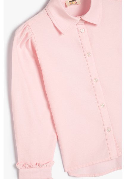 Okul Gömleği Klasik Yaka Düğme Kapamalı Fırfır Detaylı modelleri