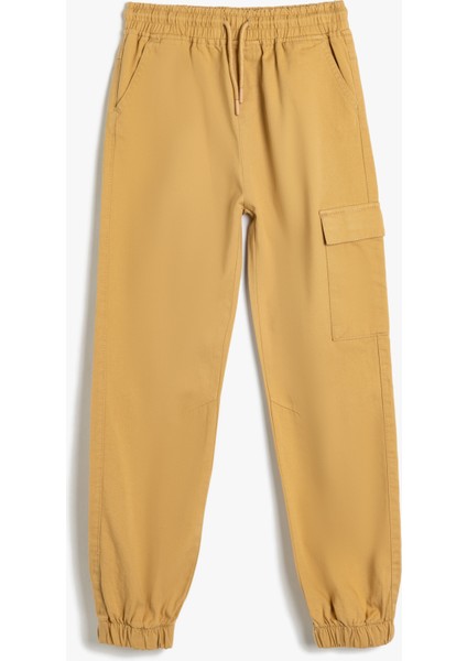 Jogger Pantolon Kargo Cepli Beli Bağlamalı Pamuklu