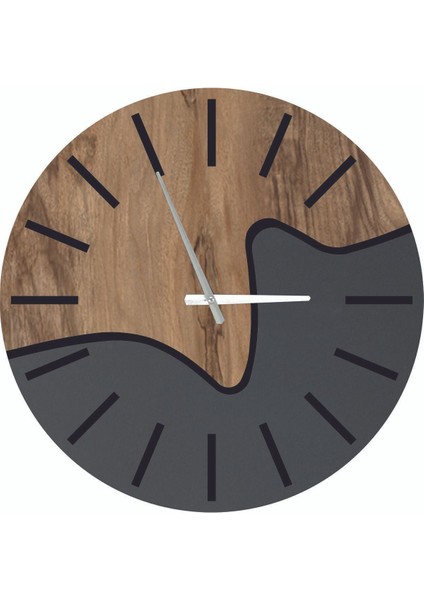Geometrik duvar saati, 50x50cm, antrasit gri renk, şık ve modern tasarım