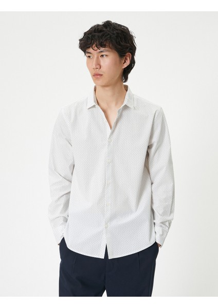 Slim Fit Gömlek Yarım Italyan Yaka Düğmeli Pamuklu modelleri