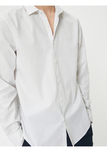 Slim Fit Gömlek Yarım Italyan Yaka Düğmeli Pamuklu indirimleri