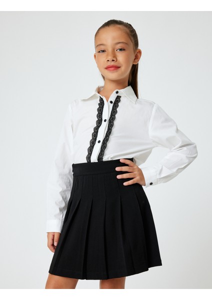 Okul Gömleği Düğme Kapamalı Fırfır Detaylı Pamuklu fiyatları