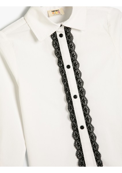 Okul Gömleği Düğme Kapamalı Fırfır Detaylı Pamuklu indirimleri