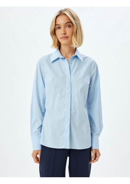 Basic Poplin Gömlek Uzun Kollu Pamuklu Regular Fit