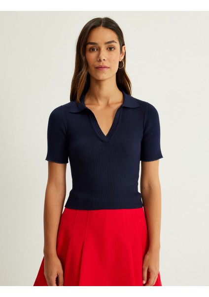 Polo Yaka Kazak Triko Kısa Kollu modelleri