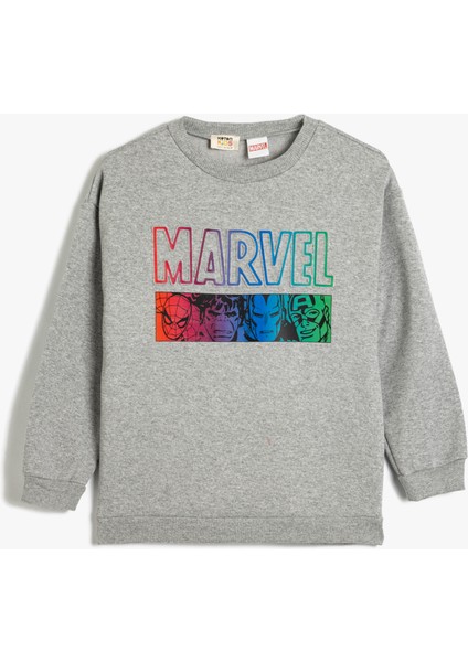 Marvel Sweatshirt Lisanslı Bisiklet Yaka Pamuk Karışımlı