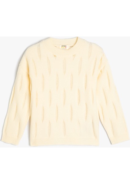 Sweatshirt Dokulu Bisiklet Yaka Uzun Kollu