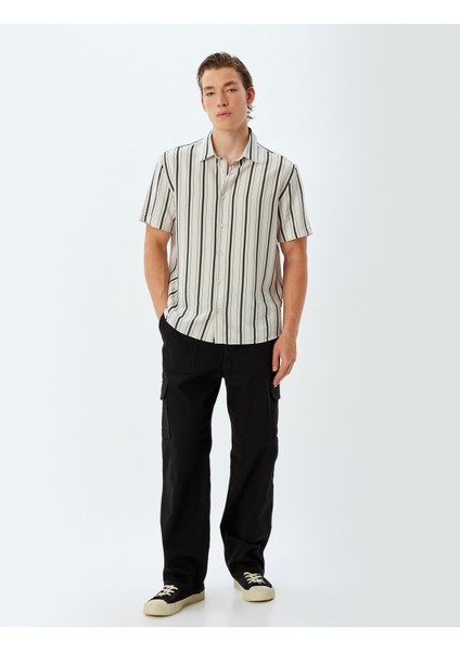 Kısa Kollu Gömlek Baskılı Viskon