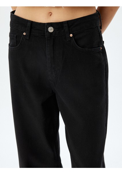 Geniş Paça Crop Kot Pantolon Düğmeli Rahat Kalıp Standart Bel - Wide Crop Leg Jean indirimleri