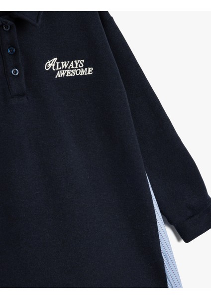 Gömlek Yaka Elbise Uzun Kollu Işleme Detaylı Düğmeli modelleri