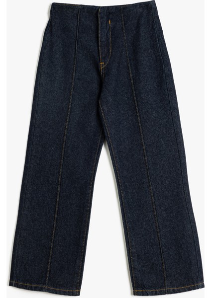 Kot Pantolon Düz Paça Cepli Pamuklu- Straight Jean