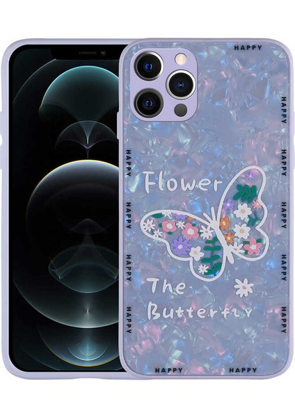 iPhone 12 Pro - Uyumlu Desenli Sert Silikon Casesuar Mumila Kapak-Lilac Flower