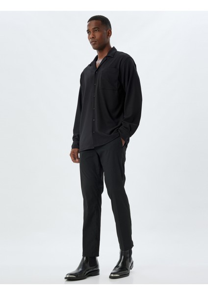 Basic Gömlek Uzun Kollu Devrik Yaka Cep Detaylı Düğmeli fiyatları