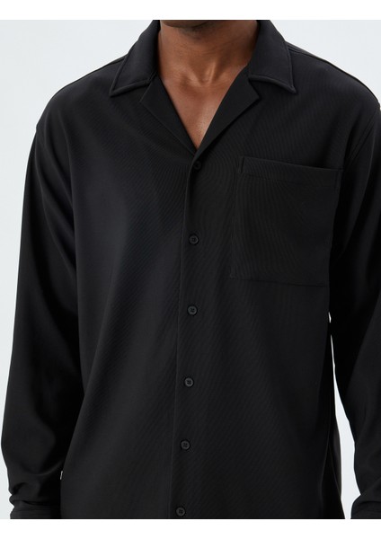 Basic Gömlek Uzun Kollu Devrik Yaka Cep Detaylı Düğmeli indirimleri