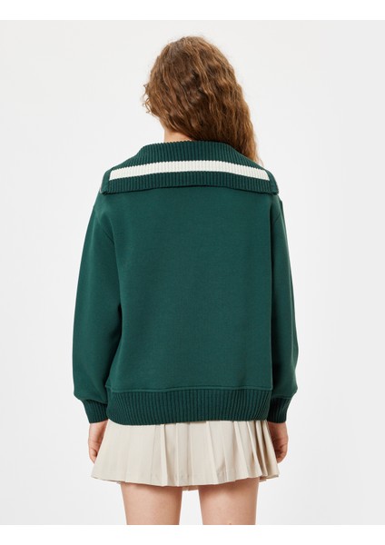 Yarım Fermuarlı Sweatshirt Oversize Kolej Baskılı fırsatları