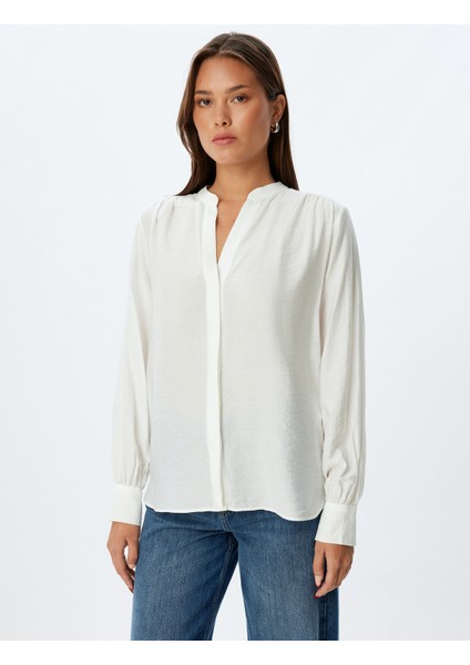 Yakasız Gömlek Uzun Kollu Düğmeli modelleri