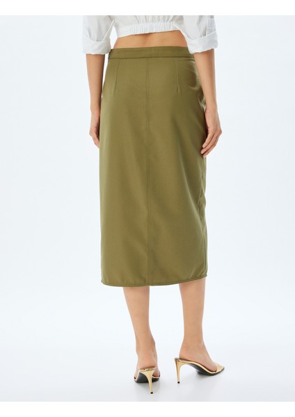 Midi Kalem Etek Yüksek Bel Kargo Cepli Önden Yırtmaç Detaylı Slim Fit fırsatları