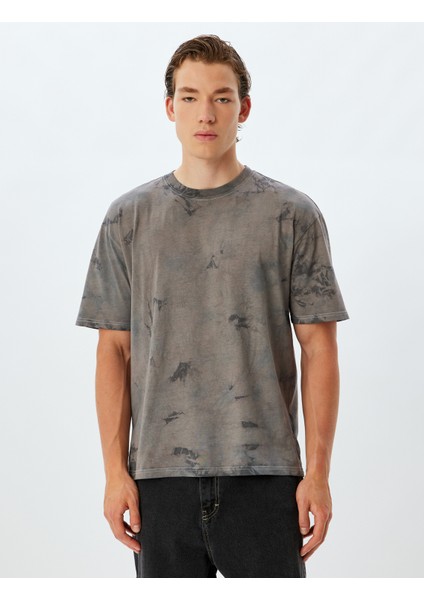 Oversize Tişört Batik Desenli Kısa Kollu Bisiklet Yaka Pamuklu modelleri