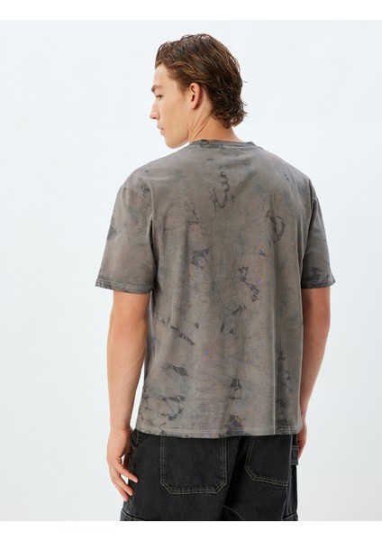 Oversize Tişört Batik Desenli Kısa Kollu Bisiklet Yaka Pamuklu fırsatları