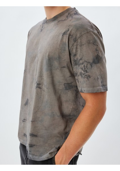 Oversize Tişört Batik Desenli Kısa Kollu Bisiklet Yaka Pamuklu indirimleri