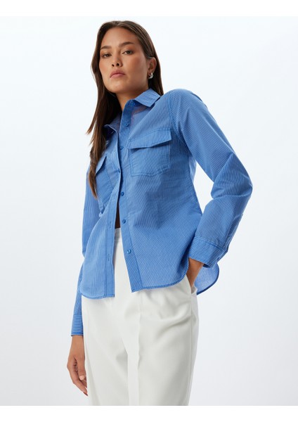 Gömlek Uzun Kollu Kapaklı Çift Cep Detaylı Pamuklu