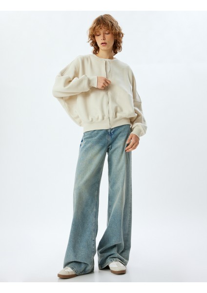 Oversize Fermuarlı Sweatshirt Dikiş Detaylı Bisiklet Yaka fiyatları