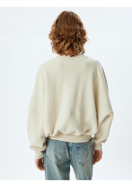 Oversize Fermuarlı Sweatshirt Dikiş Detaylı Bisiklet Yaka fırsatları