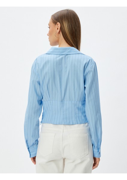 Crop Gömlek Poplin Klasik Yaka Düğmeli Uzun Kollu Slim Fit fırsatları