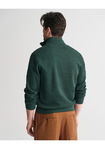 Erkek Yeşil Regular Fit Yarım Fermuarlı Logolu Sweatshirt 2068028.374