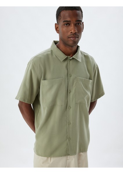 Basic Gömlek Viskon Kısa Kollu Cep Detaylı fiyatları