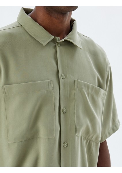 Basic Gömlek Viskon Kısa Kollu Cep Detaylı indirimleri