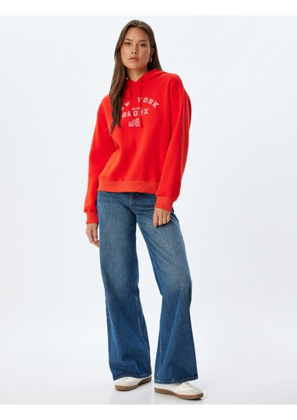 Kapşonlu Sweatshirt Şehir Baskılı Uzun Kollu fiyatları