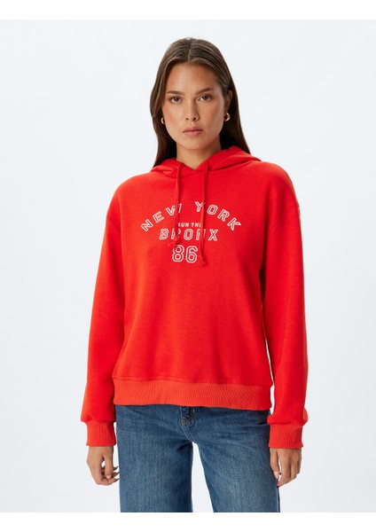 Kapşonlu Sweatshirt Şehir Baskılı Uzun Kollu modelleri