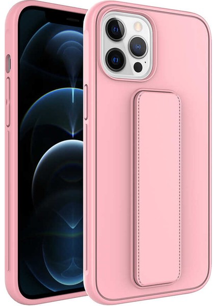 iPhone 12 Pro Max - Uyumlu Casesuar Qstand Kapak-Pembe