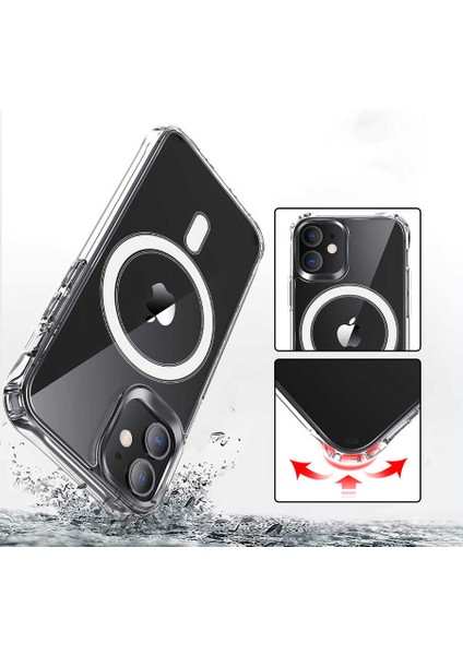 iPhone 12 Pro Max - Uyumlu Casesuar Tacsafe Wireless Kapak-Renksiz