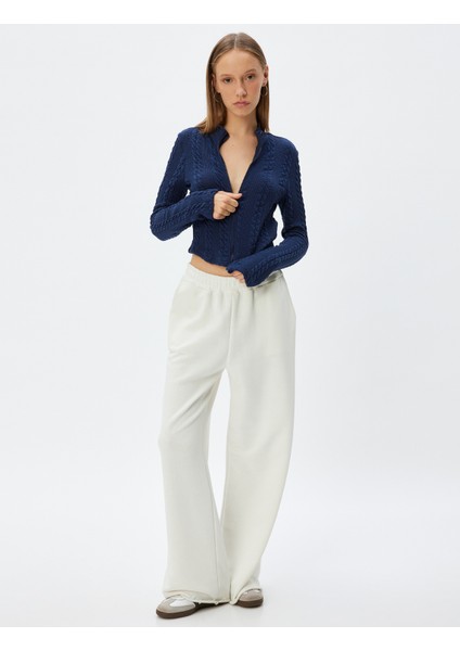 Fermuarlı Hırka Saç Örgü Dokulu Dik Yaka Slim Fit fiyatları