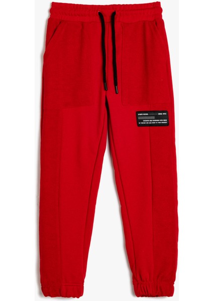 Jogger Eşofman Altı Cepli Beli Bağlamalı Aplike Detaylı