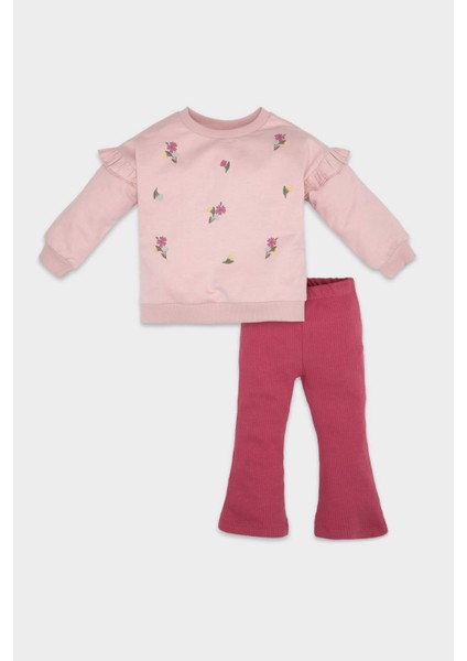 Kız Bebek Çiçekli Sweatshirt Tayt 2li Takım D5417A5NS