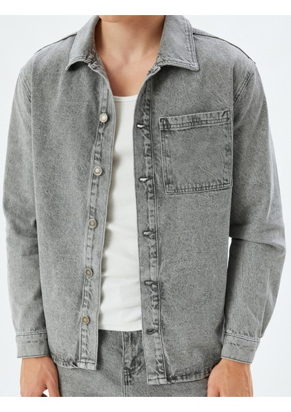 Kot Ceket Oversize Gömlek Yaka Cep Detaylı Düğmeli Pamuklu indirimleri