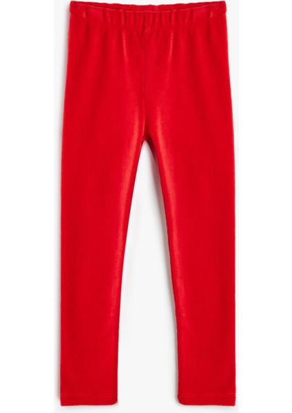 Kadife Tayt Fitilli Beli Lastikli Pamuk Karışımlı