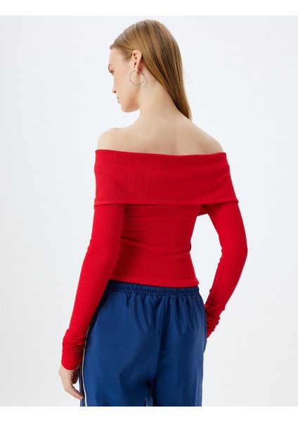 Crop Tişört Uzun Kollu Fermuarlı Fitilli Omzu Açık Slim Fit fırsatları