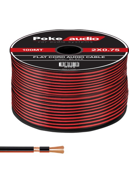 2x0.75 Hoparlör Kablosu Kordon Siyah 100MT Poke PK-1416