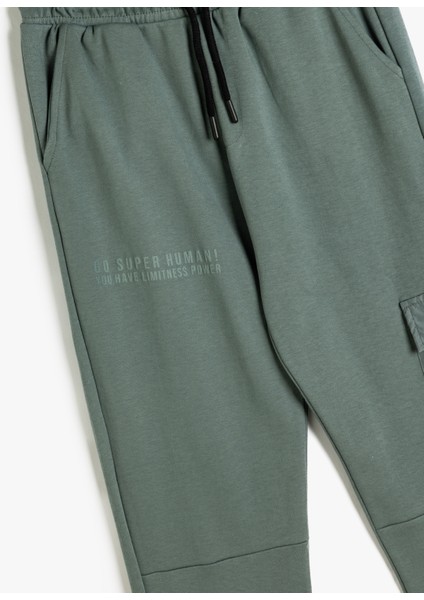 Jogger Eşofman Altı Kargo Cep Detaylı Baskılı Pamuklu modelleri