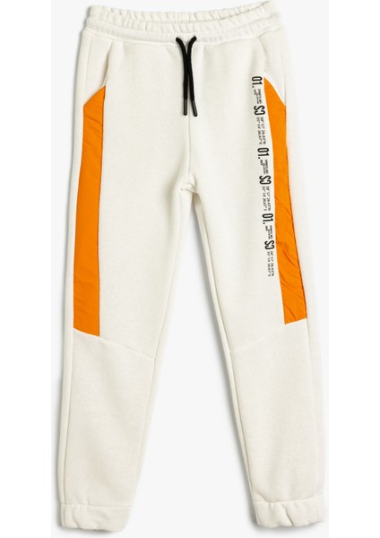 Jogger Eşofman Altı Renk Bloklu Slogan Baskılı