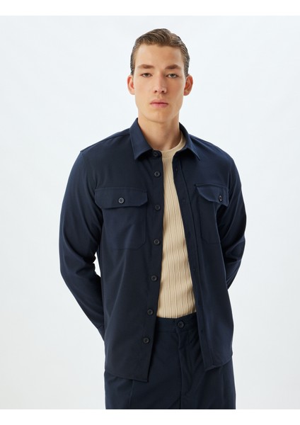 Uzun Kollu Gömlek Kapaklı Cep Detaylı Viskon Karışımlı modelleri